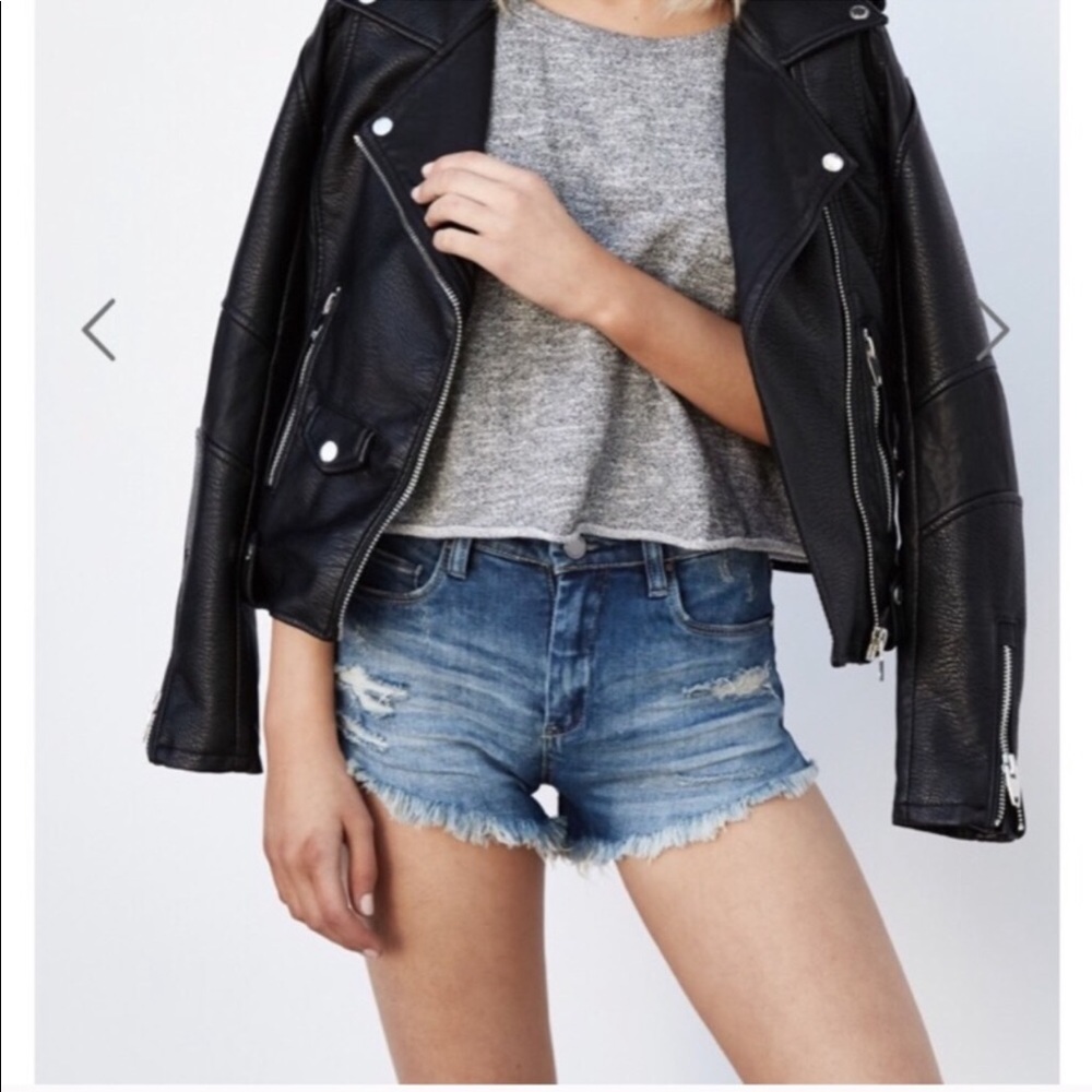 Blank NYC Distressed Wedge Denim Jean Shorts